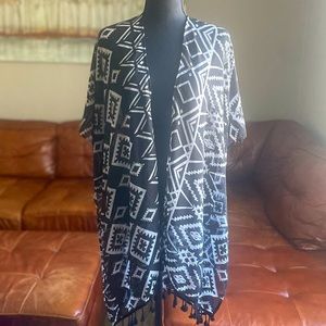 Sheer Layering Black & White Cardigan One Size